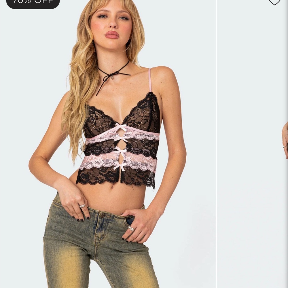 new edikted cara lace open back top - Picture 1 of 8